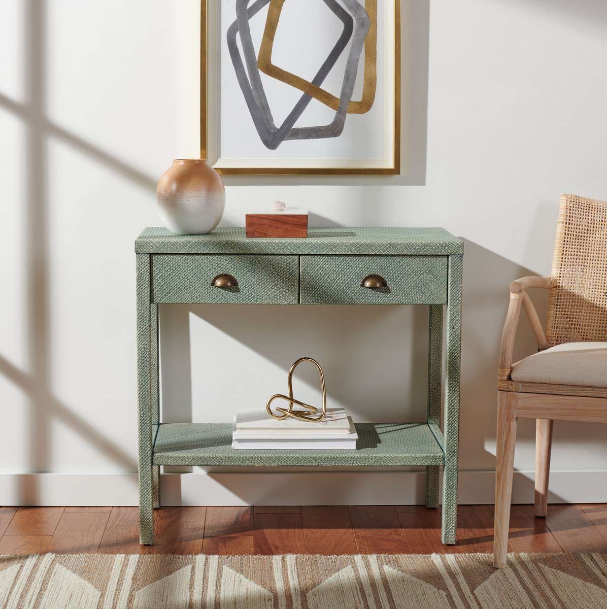 Safavieh Asa 2 Drawer 1 Shelf Console Table - Turquoise | Console Tables | Modishstore - 4