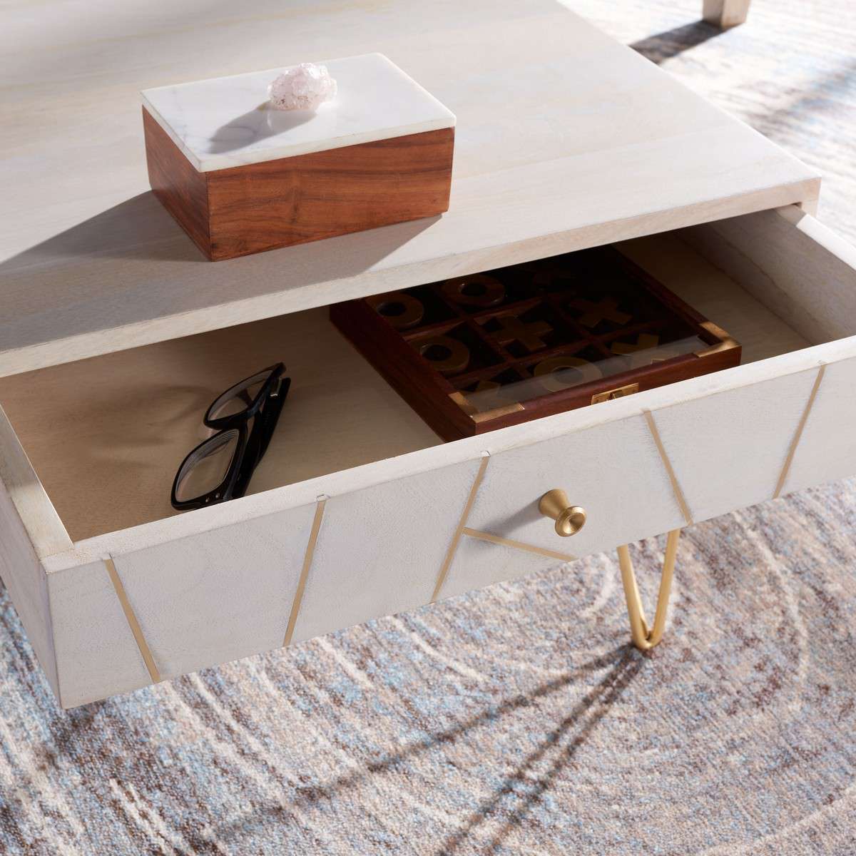 Safavieh Marigold Coffee Table - White Wash | Coffee Tables | Modishstore - 4