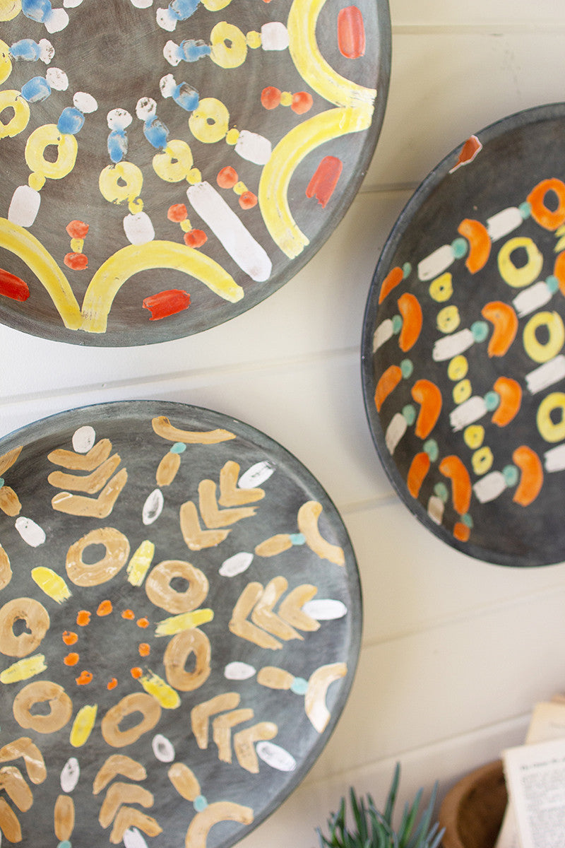 Hand-Painted Ceramic Platter Wall Art Set Of 3 By Kalalou-3