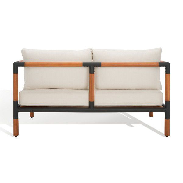 Safavieh Tommy Metal & Wood Patio Sofa - Black | Outdoor Sofas, Loveseats & Sectionals | Modishstore - 5