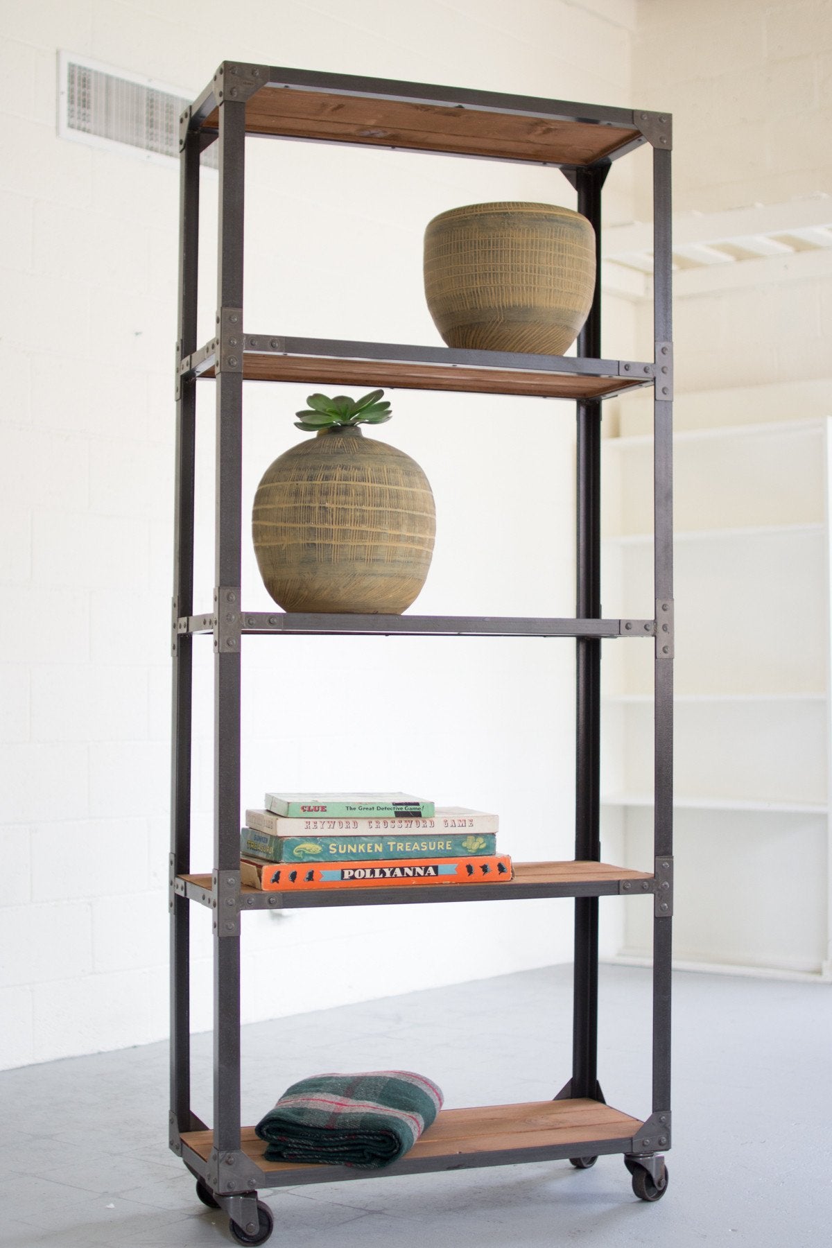 Kalalou Large Iron And Recycled Wood Shelving Unit | Modishstore | Shelves & Shelving Units