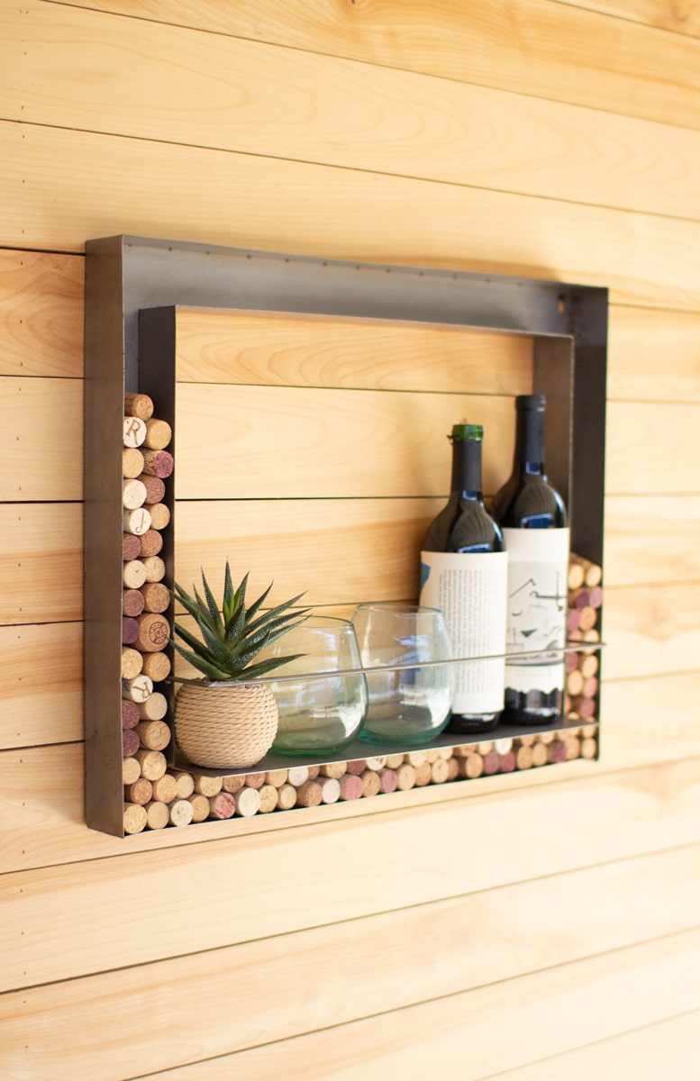 Metal Wall Bar And Wine Cork Holder by Kalalou | Modishstore | Wine Racks