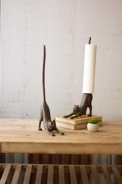Kalalou Cast Iron Cat Paper Towel Holder | Modishstore | Bathroom Accessories