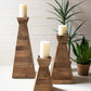 Set Of Three Recycled Wood Candle Towers By Kalalou | Candle Holders | Modishstore