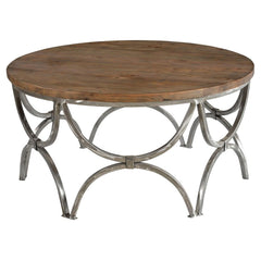 Crestview Collection Bengal Manor Mango Wood and Steel Round Cocktail Table