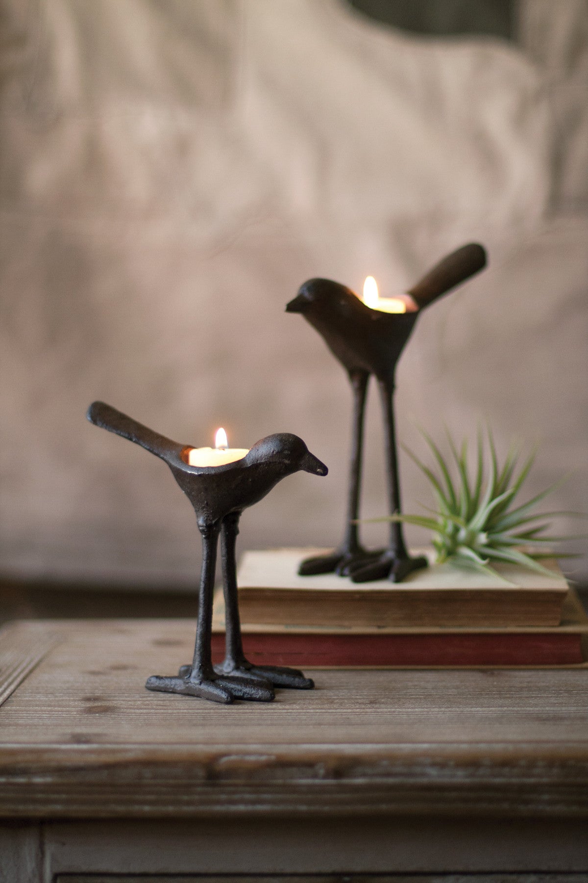 Kalalou Cast Iron Bird T-Lite Light Holders - Set Of 4 | Modishstore | Candle Holders