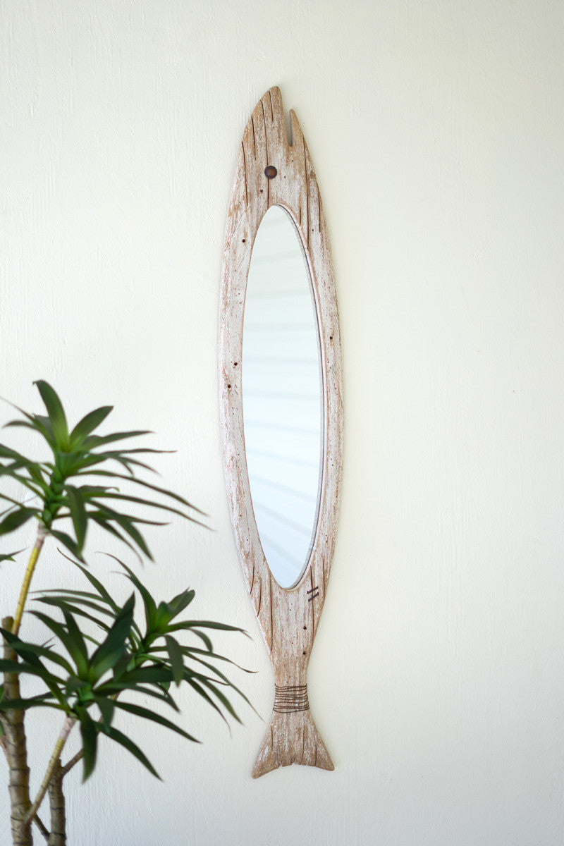 Carved Wooden Fish Mirror | Mirrors |  Modishstore  - 2