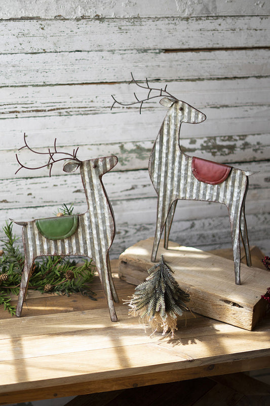 Corrugated Metal Reindeer S/2 By Kalalou | Modishstore | Holiday