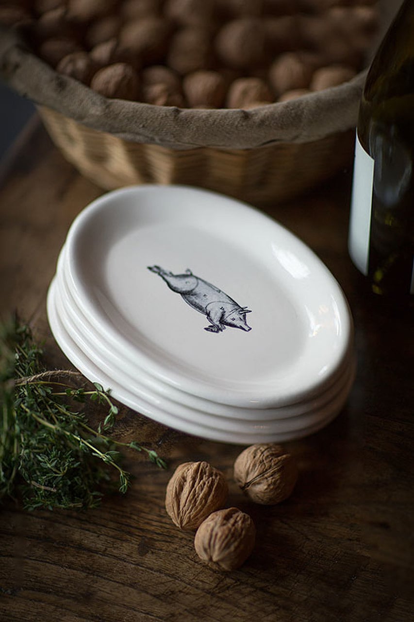 Oval Pork Serving Plates Set of 4 by Vagabond Vintage | Modishstore | Dinnerware-2