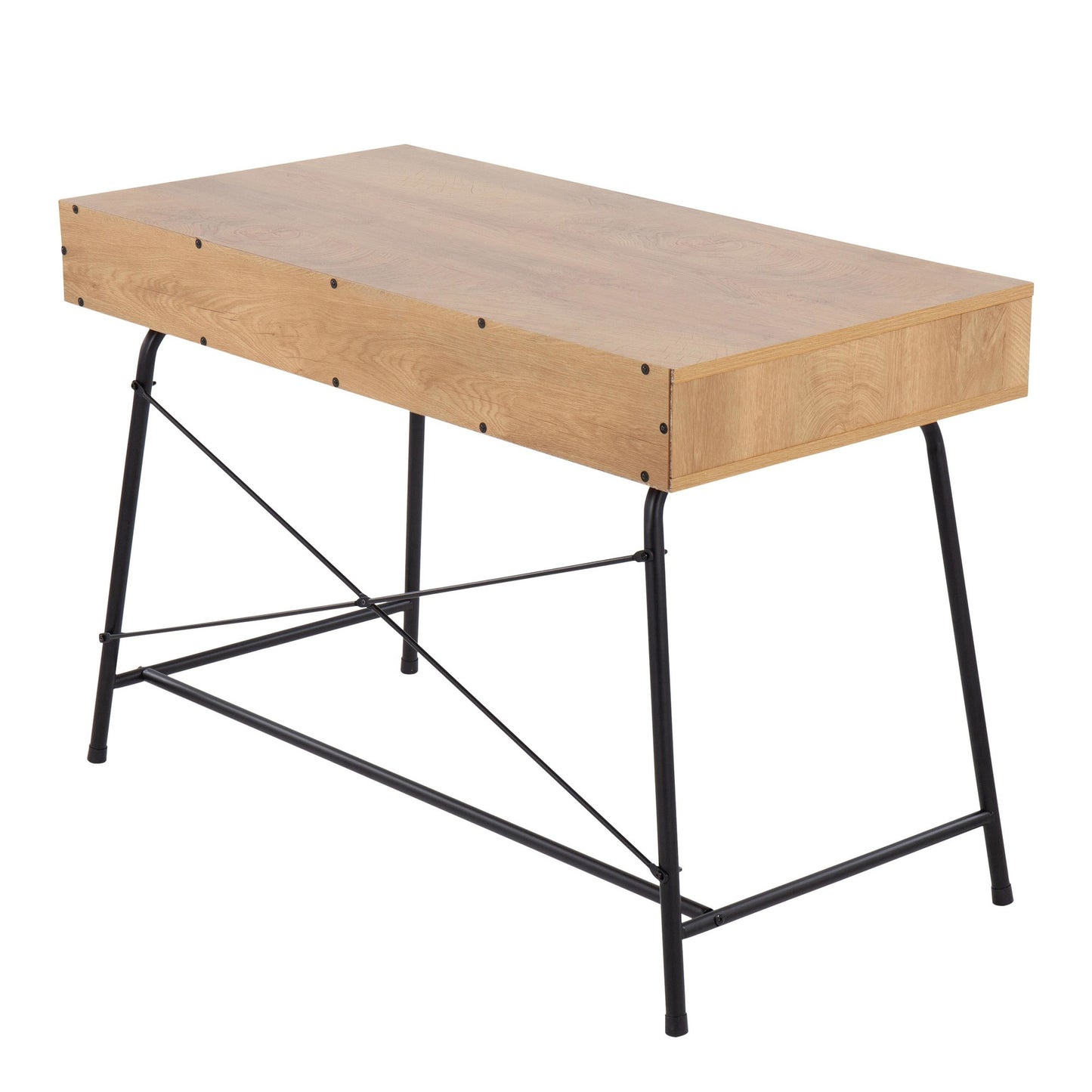 Casper Industrial Desk in Black Steel and Brown Wood By LumiSource | Desks | Modishstore - 6