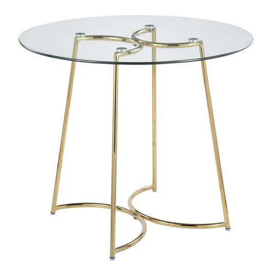Cece Contemporary/Glam Dinette Table in Gold Steel with Clear Glass Top By LumiSource | Dining Tables | Modishstore