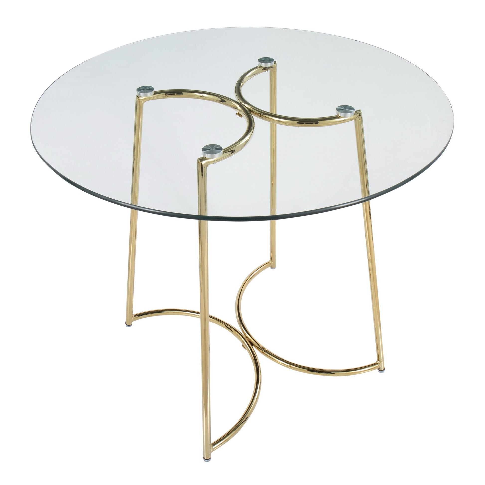 Cece Contemporary/Glam Dinette Table in Gold Steel with Clear Glass Top By LumiSource | Dining Tables | Modishstore - 2