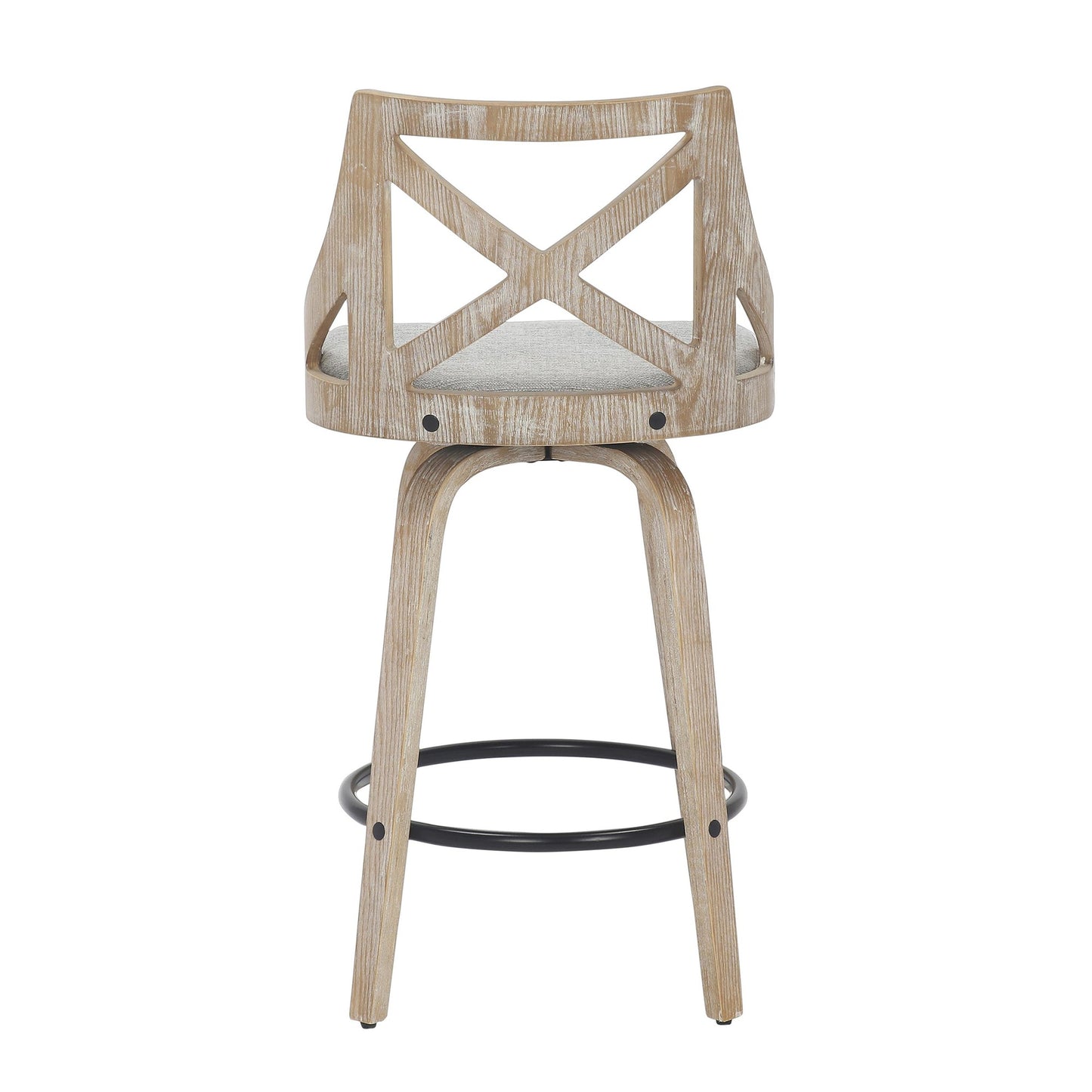 Charlotte Farmhouse Counter Stool in White Washed Wood and Blue Fabric By LumiSource - Set of 2 | Counter Stools | Modishstore - 16