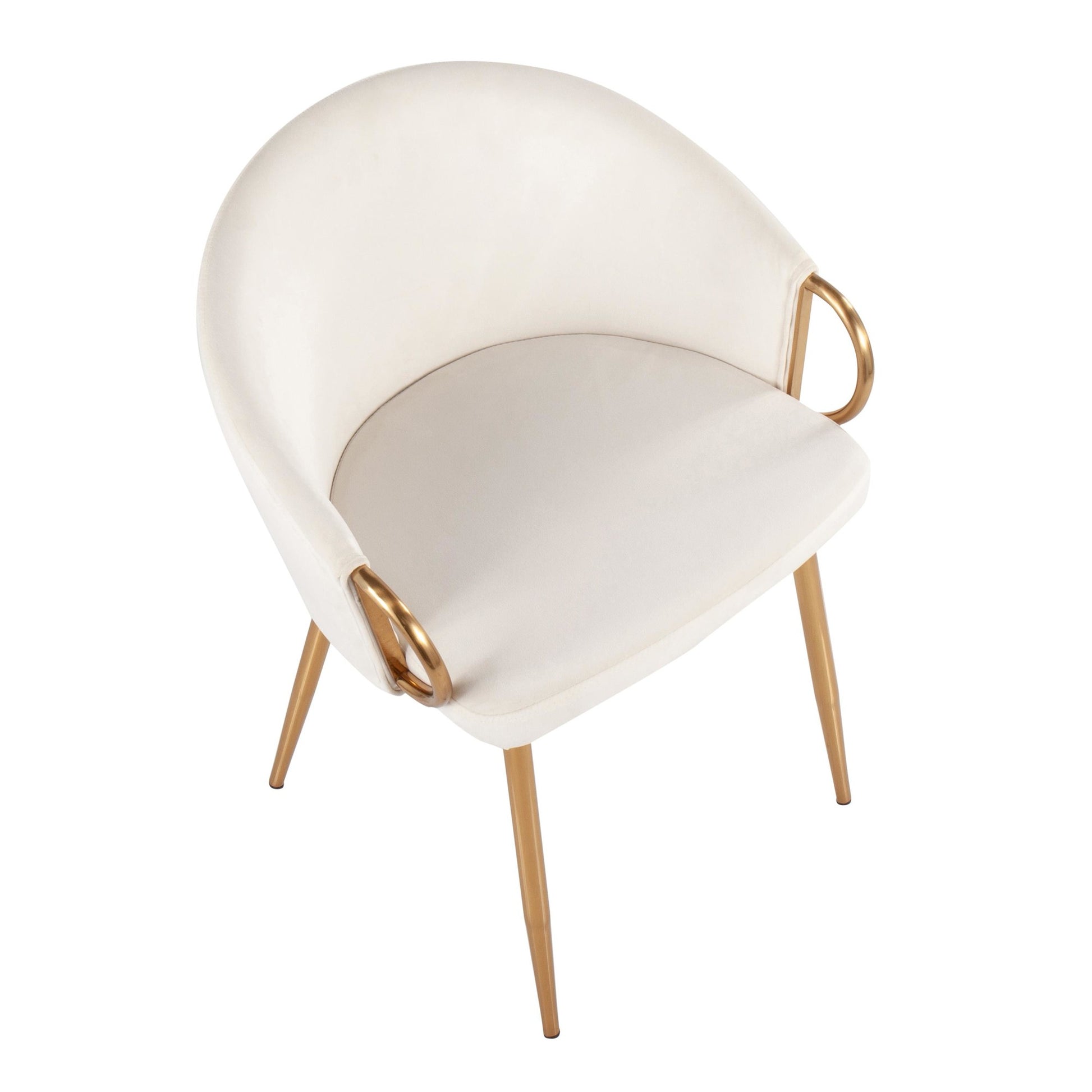 Claire Contemporary/Glam Chair in Gold Metal and Cream Velvet By LumiSource | Dining Chairs | Modishstore - 2