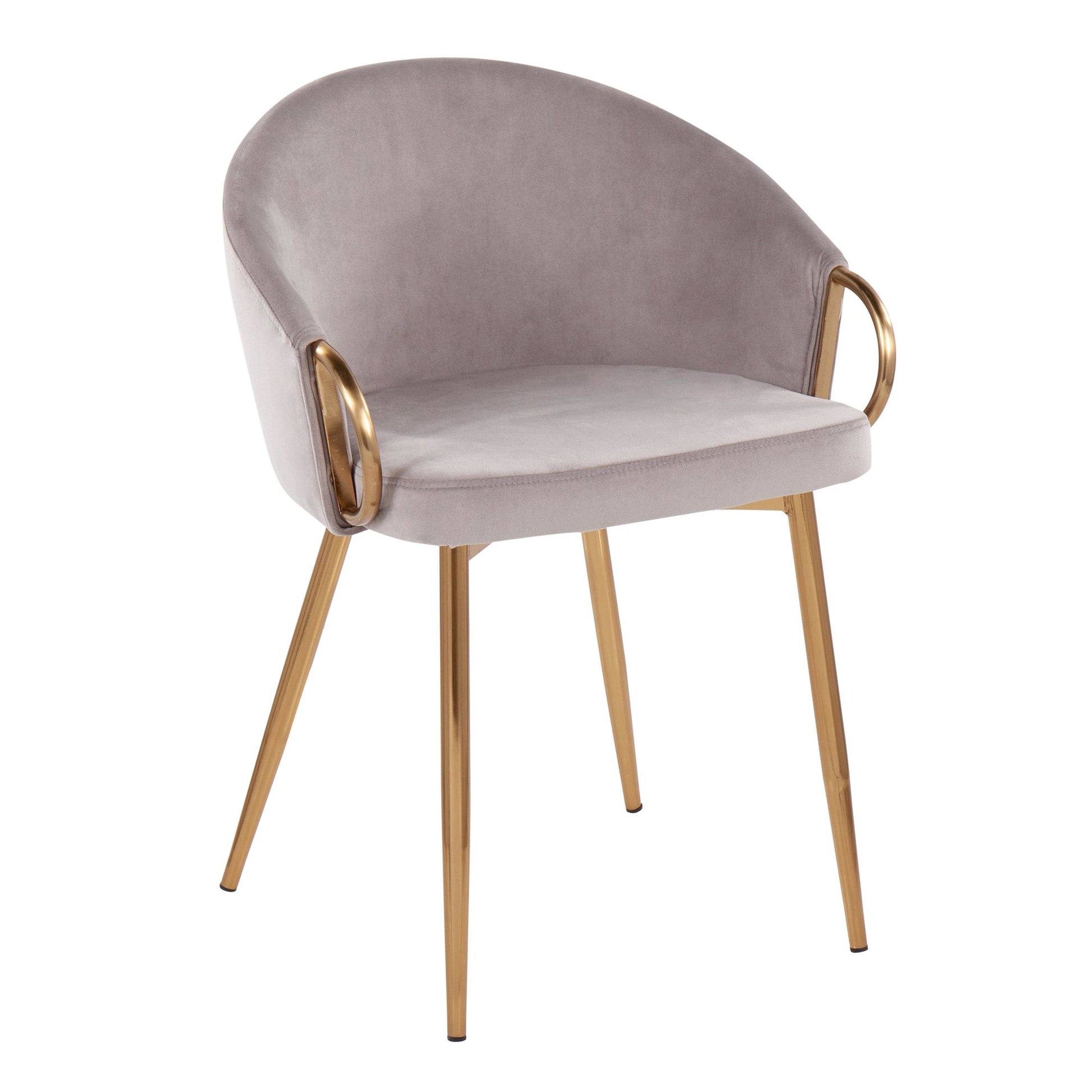 Claire Contemporary/Glam Chair in Gold Metal and Cream Velvet By LumiSource | Dining Chairs | Modishstore - 8