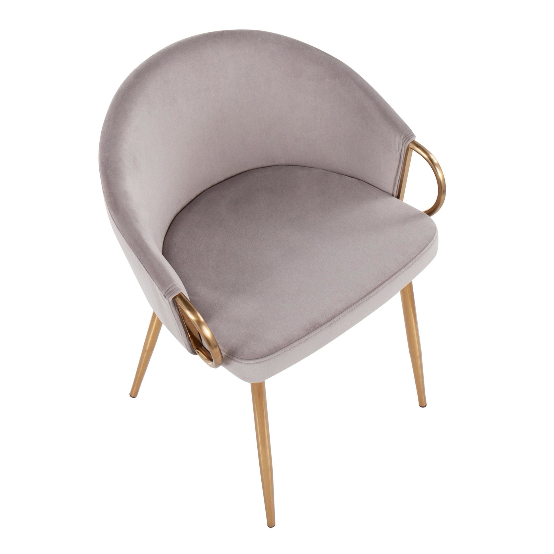 Claire Contemporary/Glam Chair in Gold Metal and Cream Velvet By LumiSource | Dining Chairs | Modishstore - 9