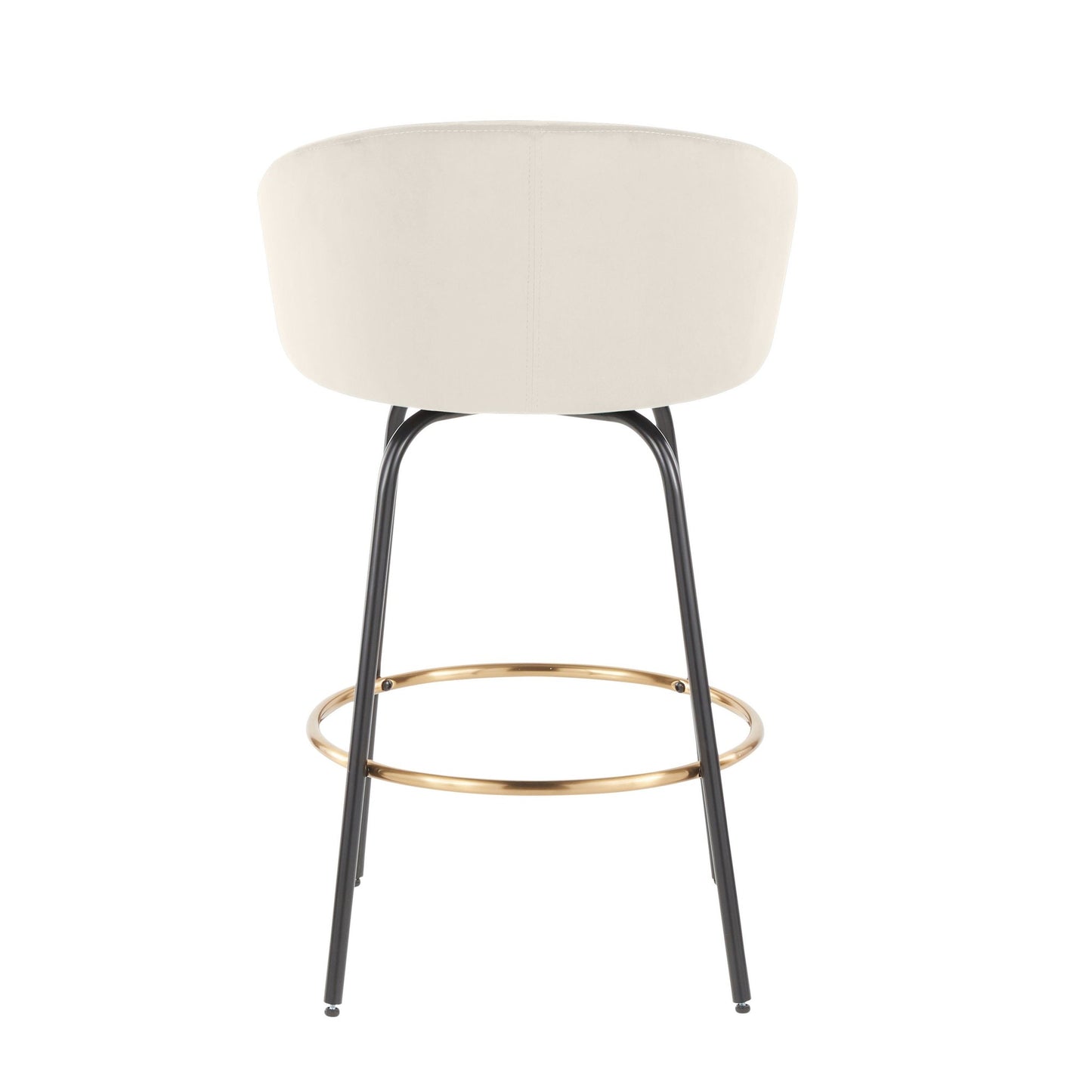 Claire 26" Contemporary/Glam Fixed Height Counter Stool with Swivel in Black Metal and Cream Velvet with Gold Metal Accents By LumiSource - Set of 2 | Counter Stools | Modishstore - 9