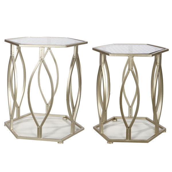 A&B Home Metal/Glass Tables - Set Of 2 | Nesting Tables | Modishstore