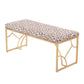 Constellation Contemporary Bench in Gold Metal and Beige Leopard Fabric By LumiSource | Dining Chairs | Modishstore - 4