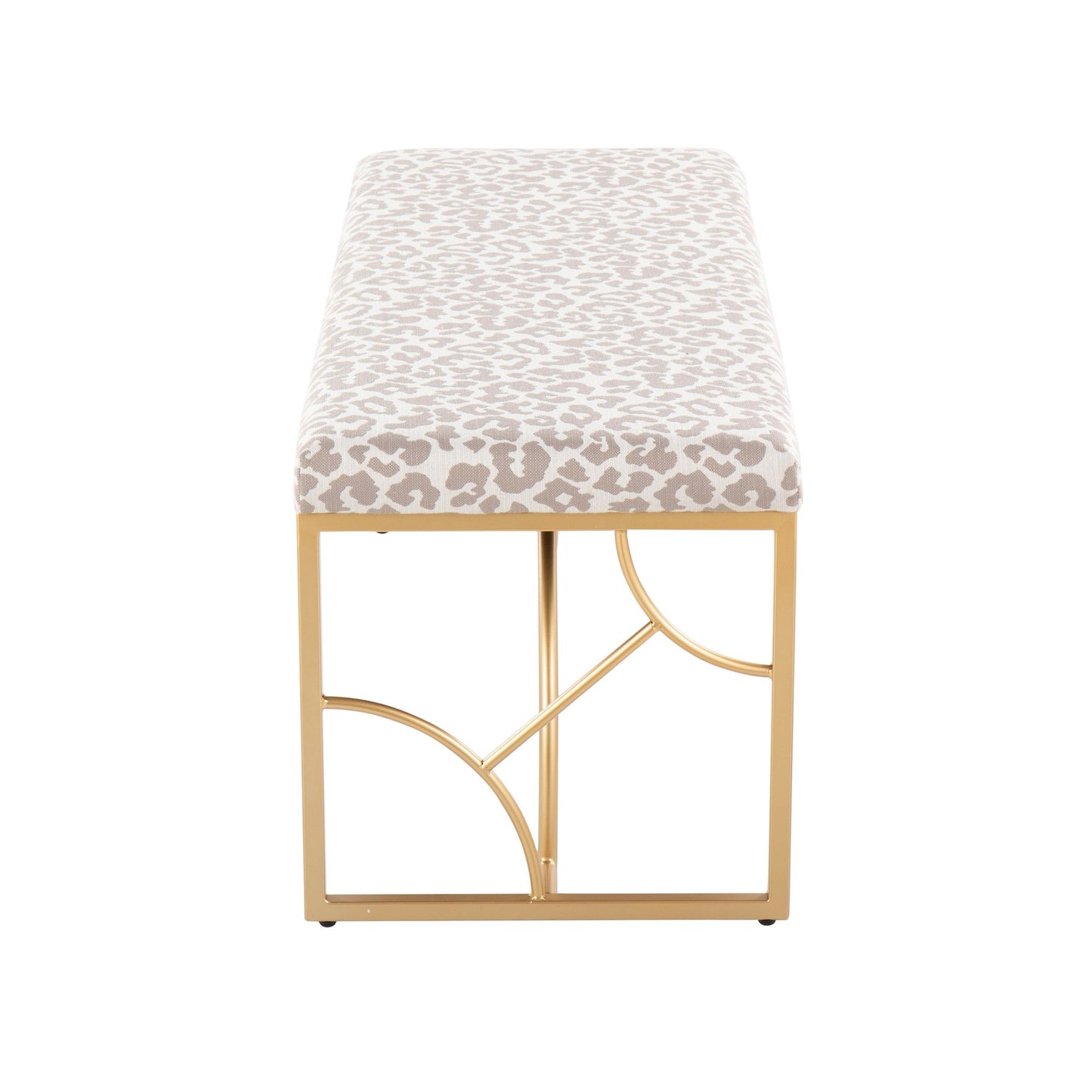 Constellation Contemporary Bench in Gold Metal and Beige Leopard Fabric By LumiSource | Dining Chairs | Modishstore - 9