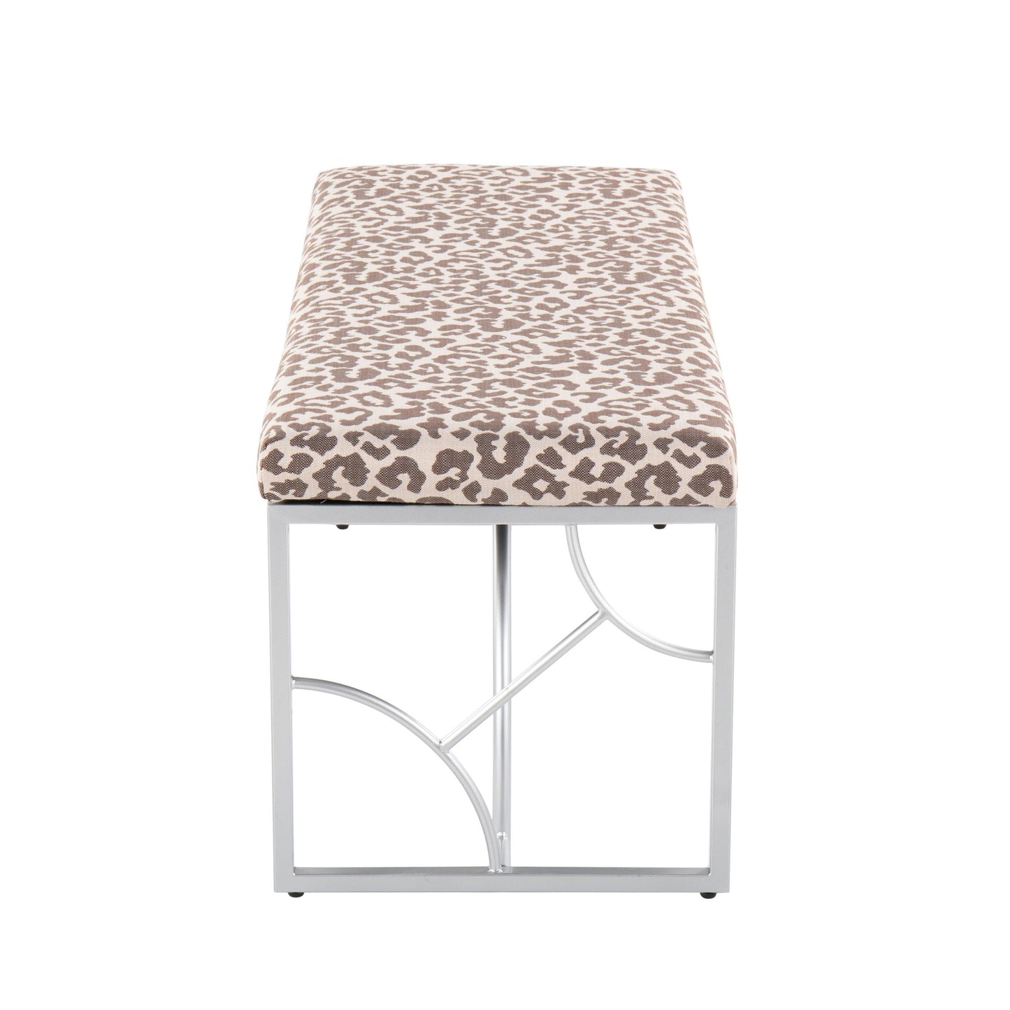 Constellation Contemporary Bench in Gold Metal and Beige Leopard Fabric By LumiSource | Dining Chairs | Modishstore - 15