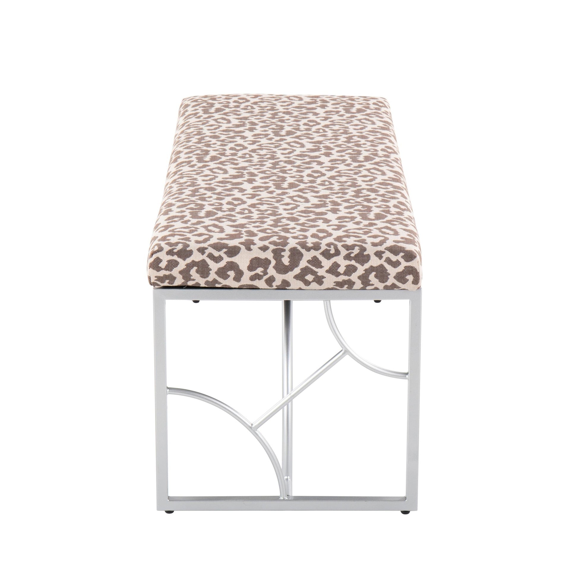 Constellation Contemporary Bench in Gold Metal and Beige Leopard Fabric By LumiSource | Dining Chairs | Modishstore - 15