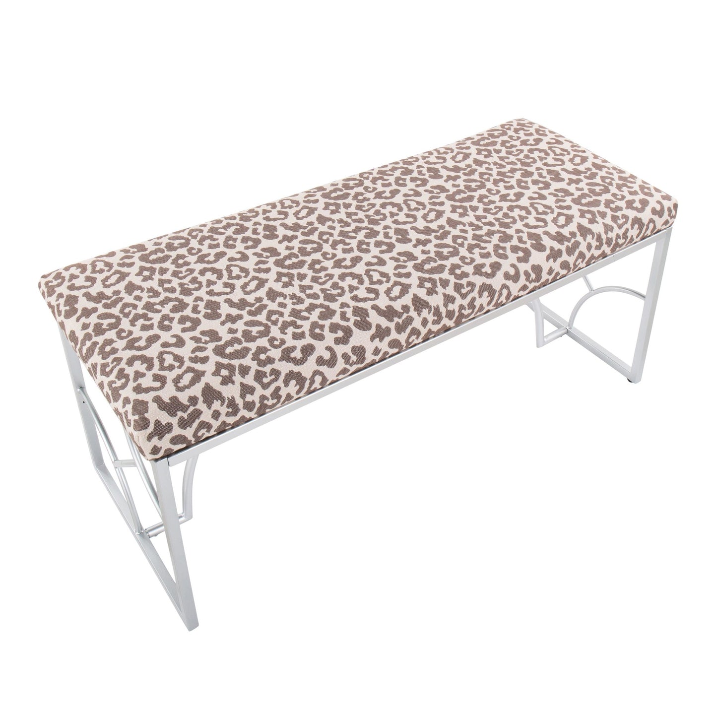 Constellation Contemporary Bench in Gold Metal and Beige Leopard Fabric By LumiSource | Dining Chairs | Modishstore - 18