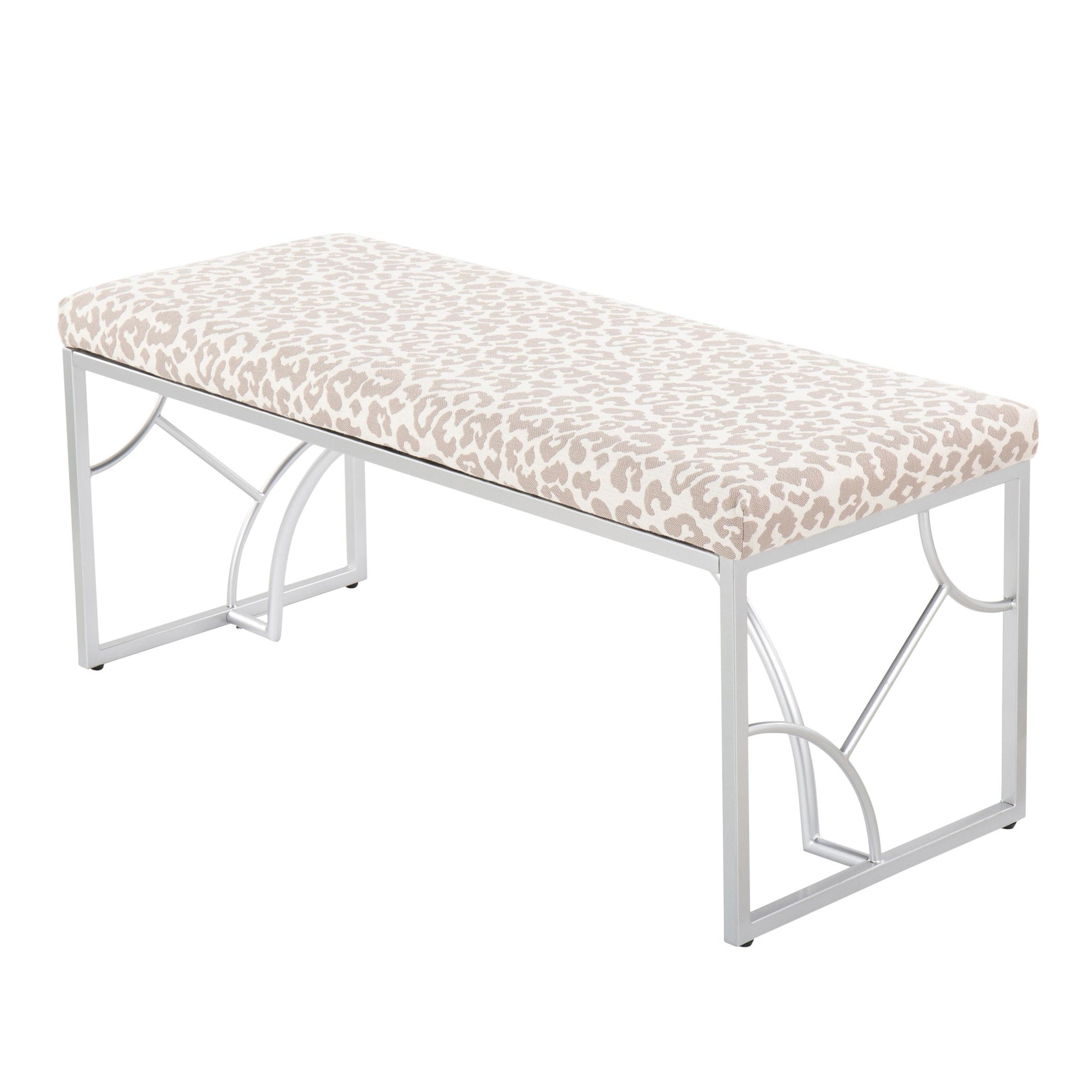 Constellation Contemporary Bench in Gold Metal and Beige Leopard Fabric By LumiSource | Dining Chairs | Modishstore - 22