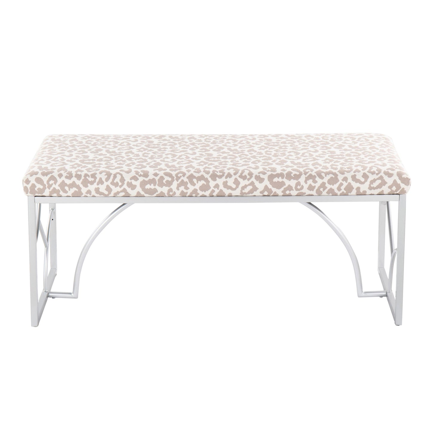 Constellation Contemporary Bench in Gold Metal and Beige Leopard Fabric By LumiSource | Dining Chairs | Modishstore - 23
