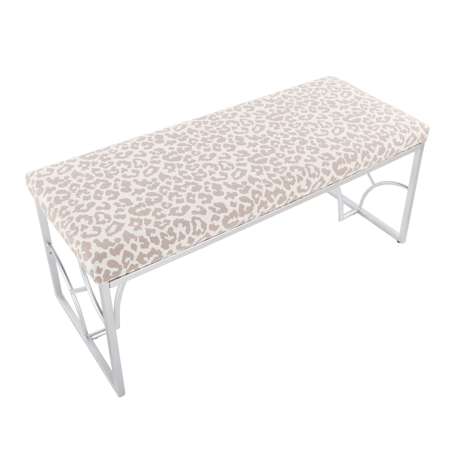 Constellation Contemporary Bench in Gold Metal and Beige Leopard Fabric By LumiSource | Dining Chairs | Modishstore - 24