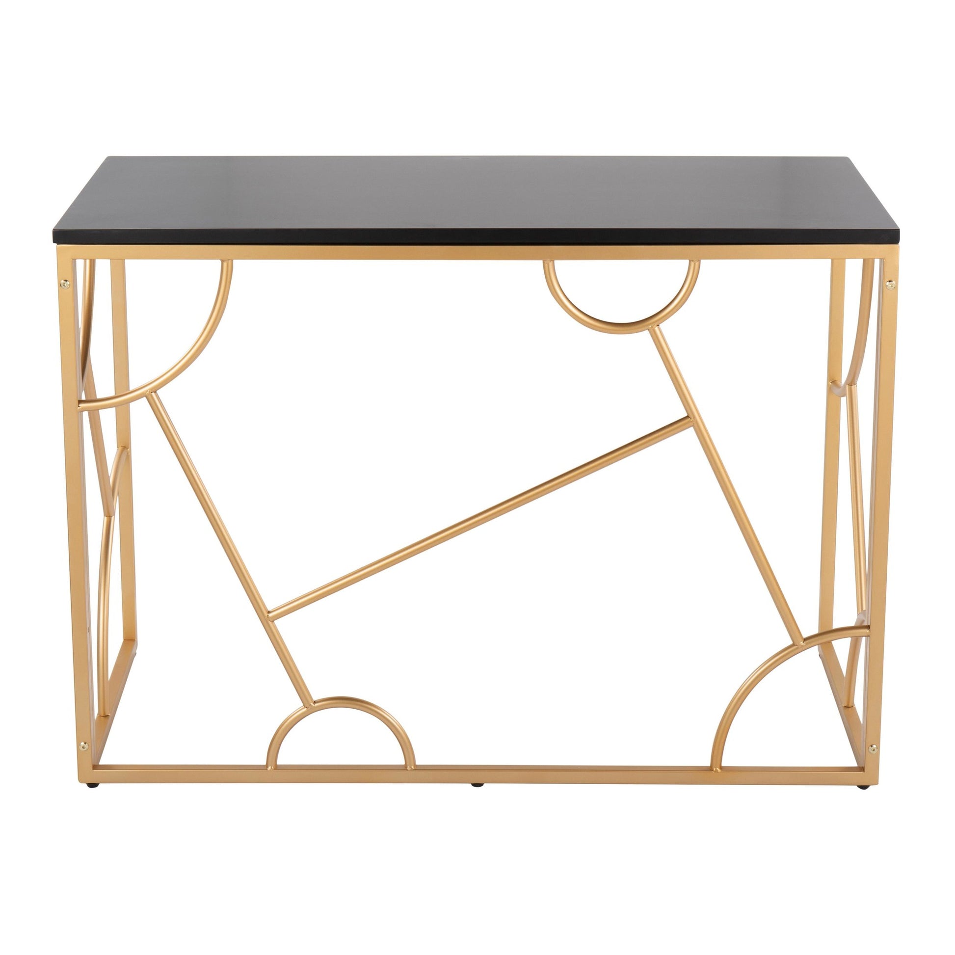 Constellation Contemporary Desk in Gold Metal and Black Wood By LumiSource | Desks | Modishstore - 6