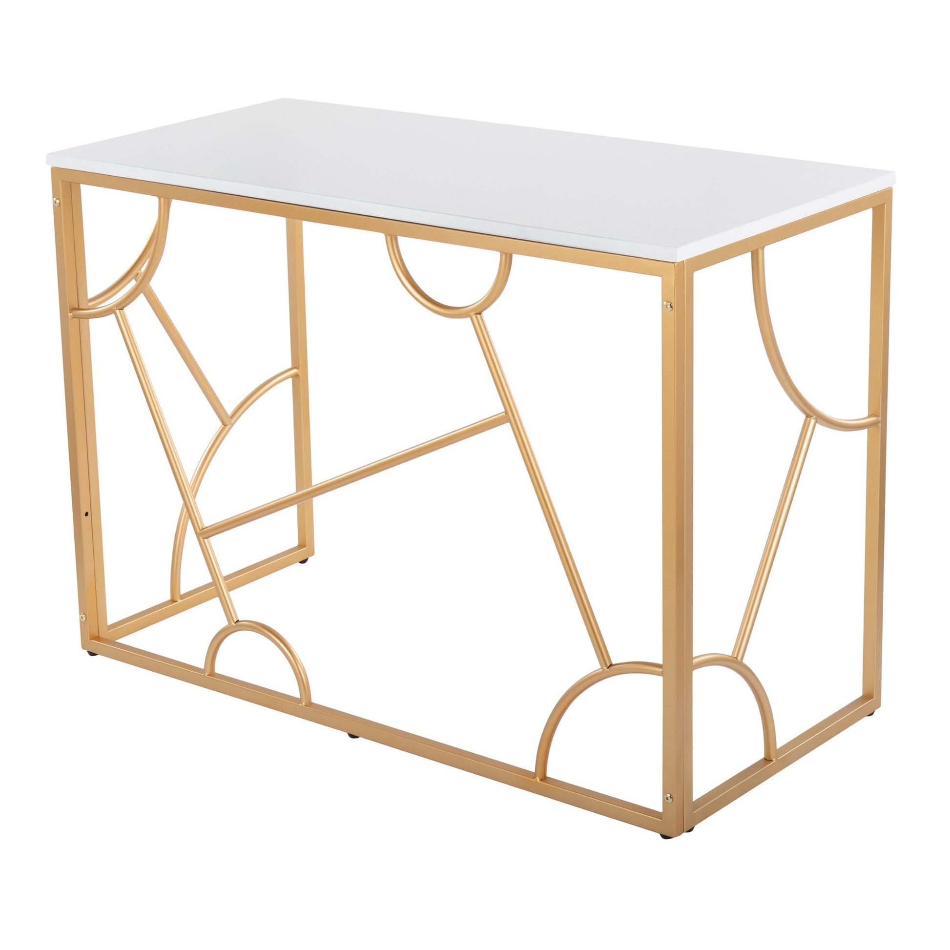 Constellation Contemporary Desk in Gold Metal and Black Wood By LumiSource | Desks | Modishstore - 12