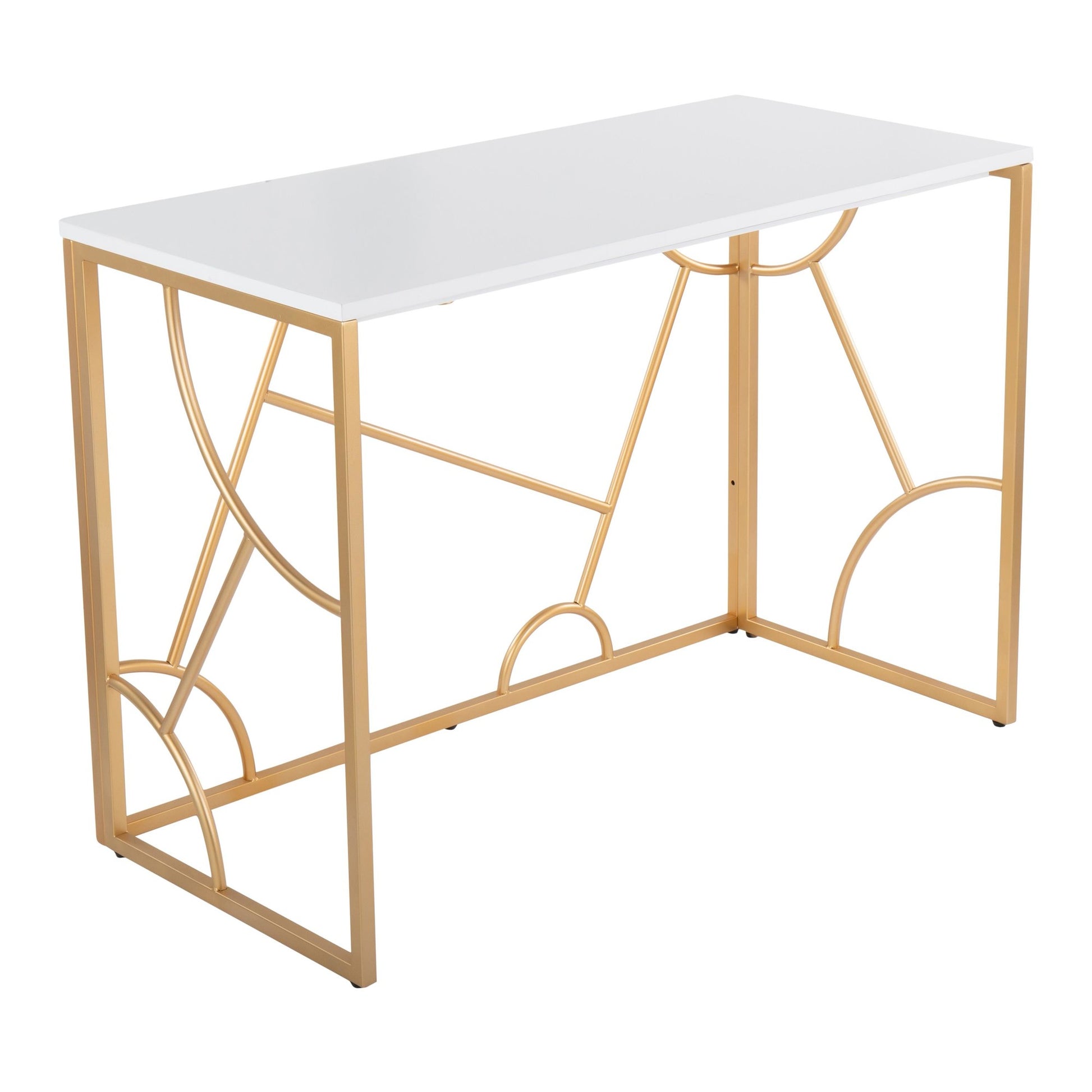 Constellation Contemporary Desk in Gold Metal and Black Wood By LumiSource | Desks | Modishstore - 8