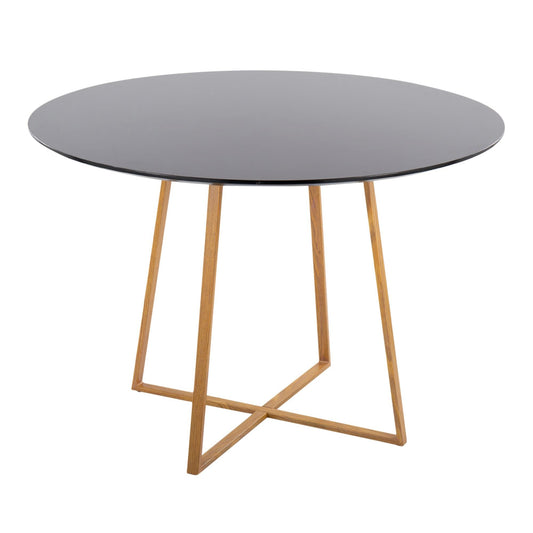 Cosmo Contemporary Dining Table in Natural Metal and Black Wood Top By LumiSource | Dining Tables | Modishstore