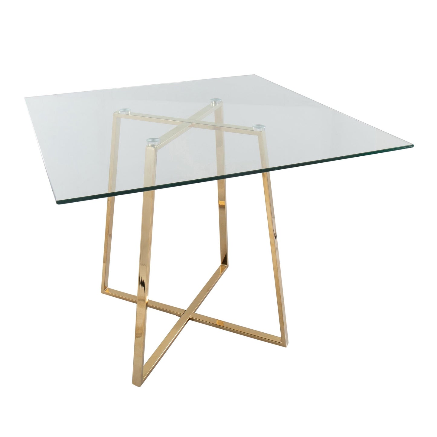 Cosmo Contemporary/glam Square Dining Table with Gold Metal Legs and Clear Glass Top By LumiSource | Dining Tables | Modishstore - 6