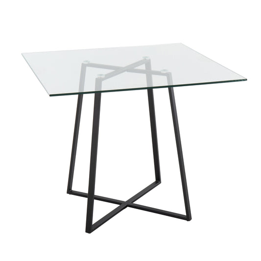 Cosmo Contemporary Square Dining Table with Black Metal Legs and Clear Glass Top By LumiSource | Dining Tables | Modishstore