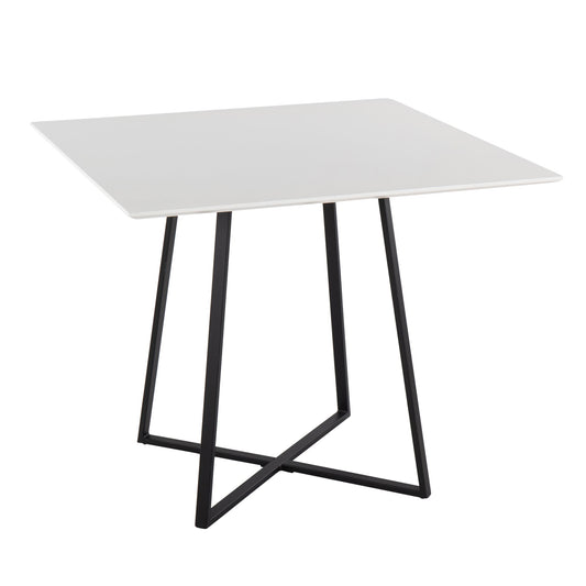 Cosmo Contemporary Square Dining Table with Black Metal Legs and White Wood Top By LumiSource | Dining Tables | Modishstore