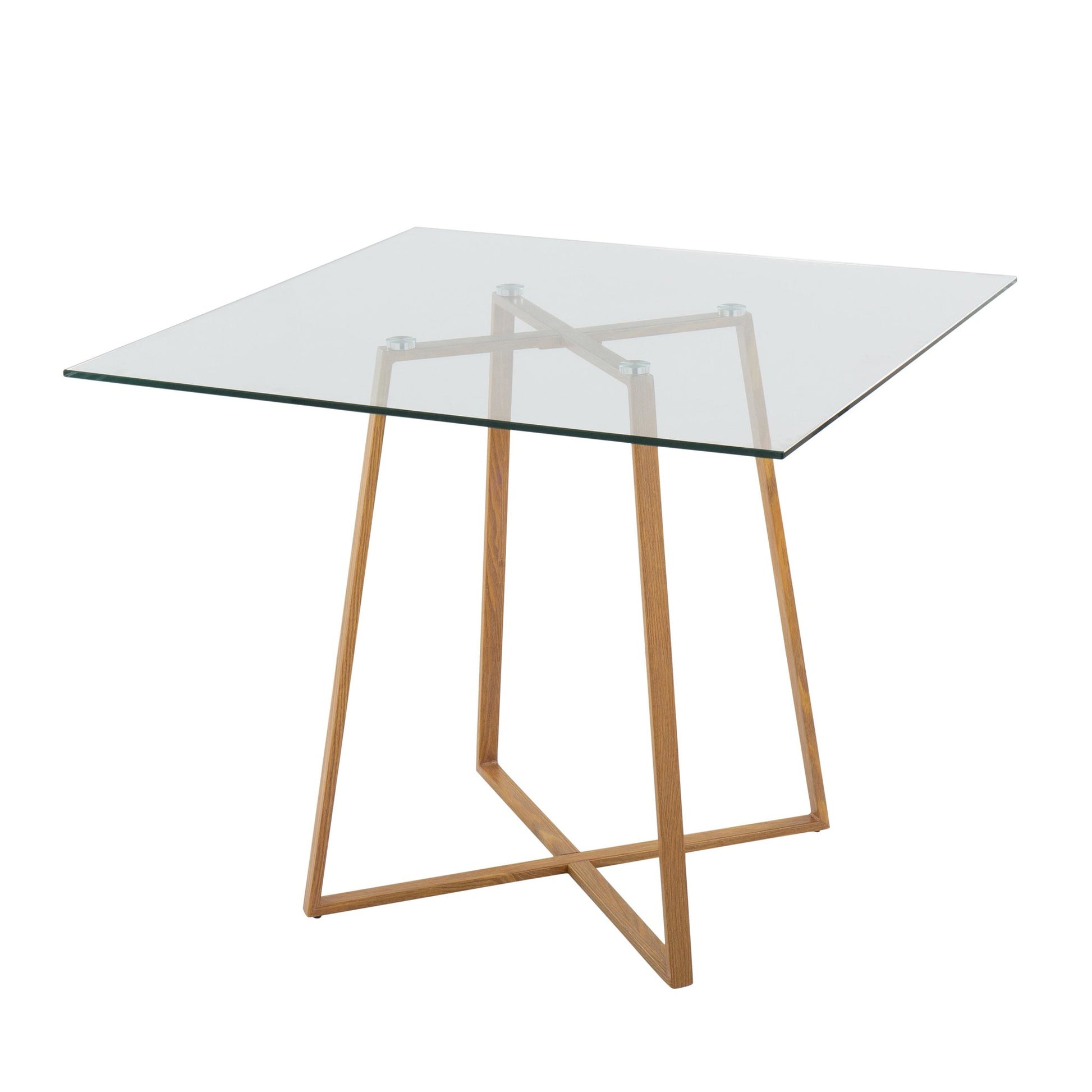 Cosmo Contemporary Square Dining Table with Natural Metal Legs and Clear Glass Top By LumiSource | Dining Tables | Modishstore - 4