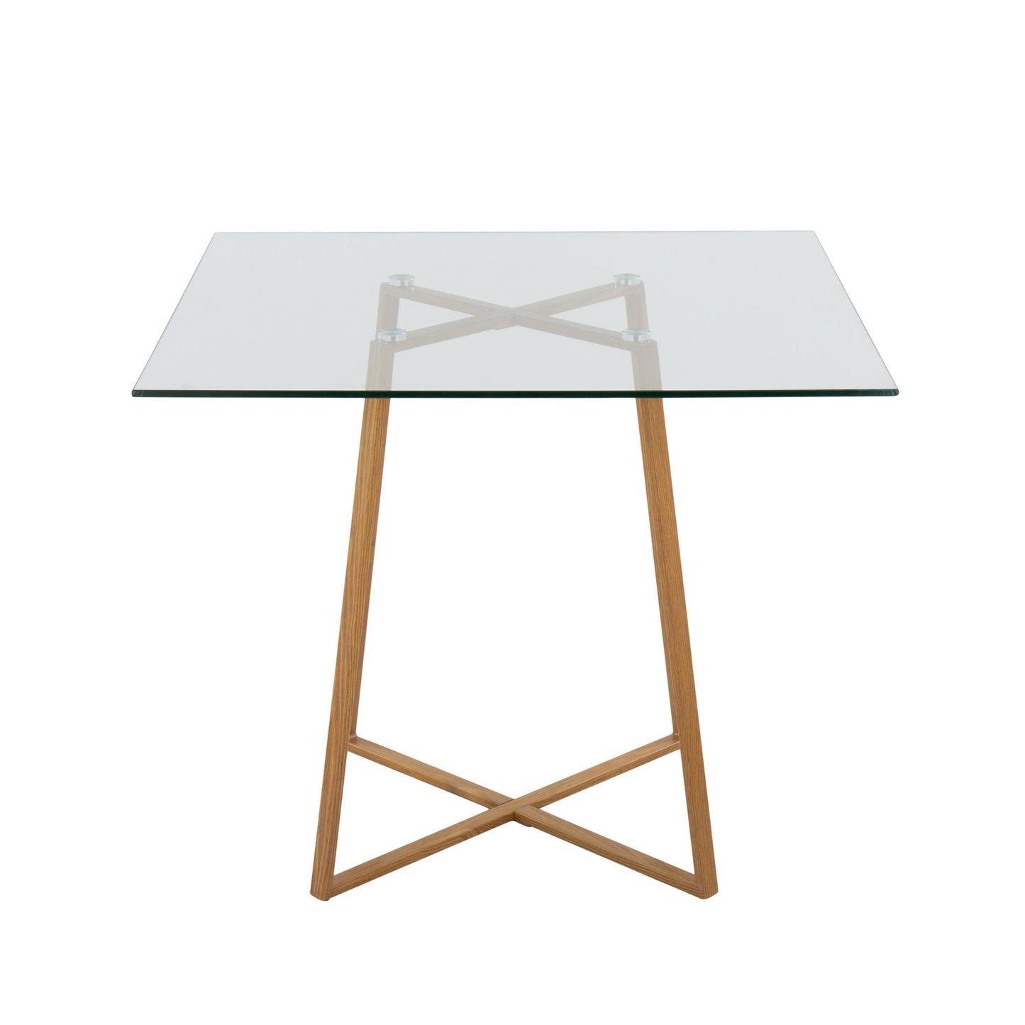Cosmo Contemporary Square Dining Table with Natural Metal Legs and Clear Glass Top By LumiSource | Dining Tables | Modishstore - 5