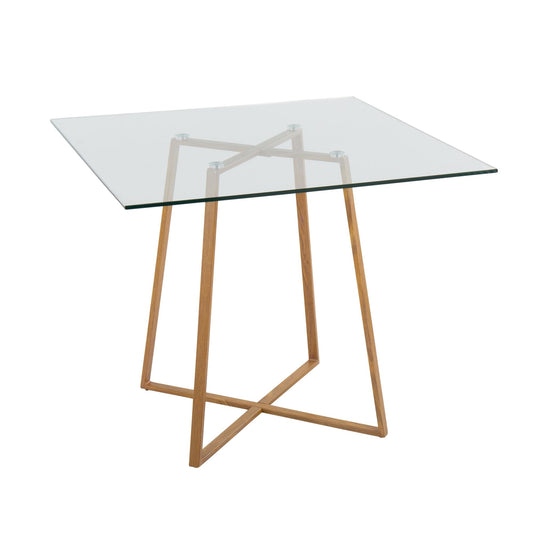 Cosmo Contemporary Square Dining Table with Natural Metal Legs and Clear Glass Top By LumiSource | Dining Tables | Modishstore