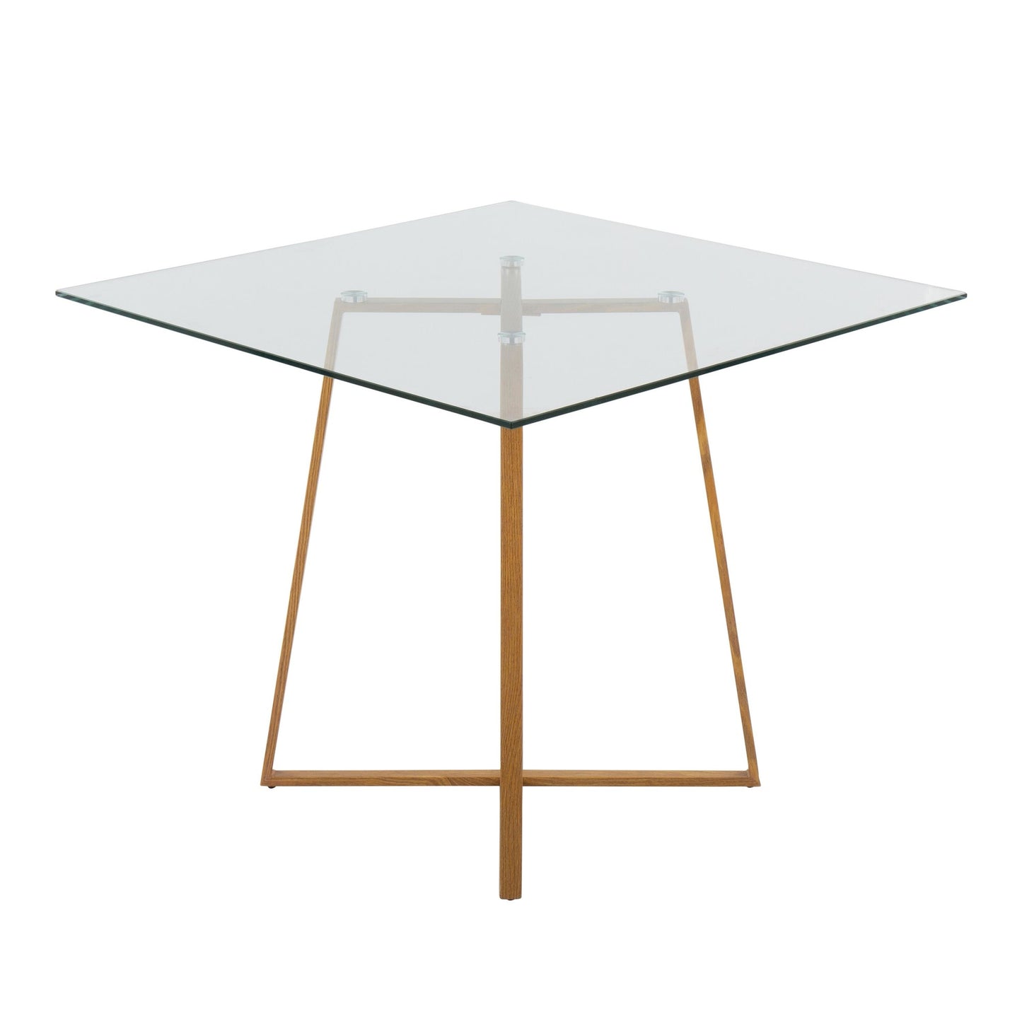 Cosmo Contemporary Square Dining Table with Natural Metal Legs and Clear Glass Top By LumiSource | Dining Tables | Modishstore - 3