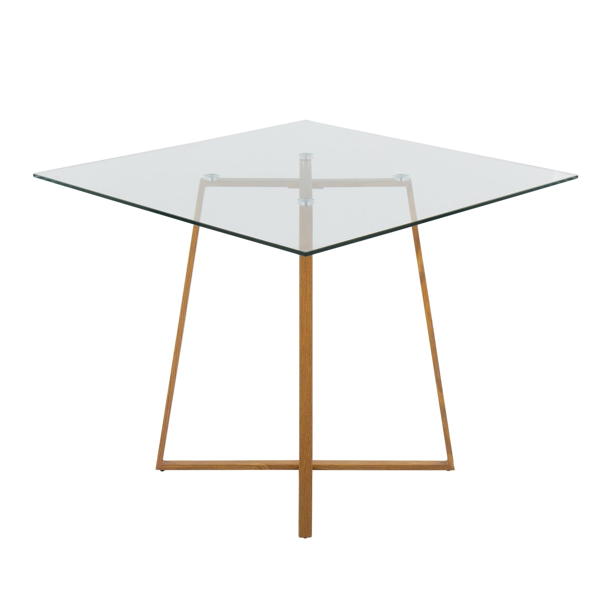 Cosmo Contemporary Square Dining Table with Natural Metal Legs and Clear Glass Top By LumiSource | Dining Tables | Modishstore - 3