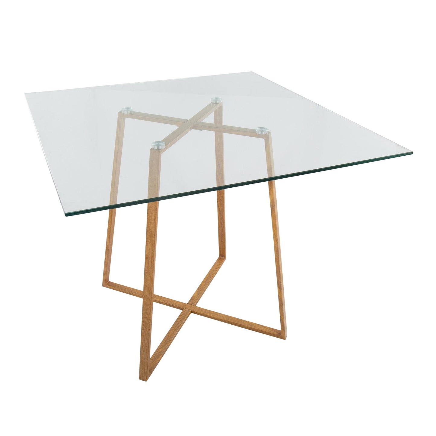 Cosmo Contemporary Square Dining Table with Natural Metal Legs and Clear Glass Top By LumiSource | Dining Tables | Modishstore - 6