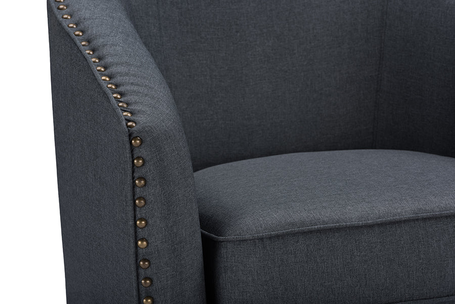 Baxton Studio Porter Modern and Contemporary Classic Retro Beige Fabric Upholstered Swivel Tub Chair | Lounge Chairs | Modishstore - 8