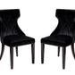 Manhattan Comfort Reine Black and Walnut Velvet Dining Chair (Set of Two) | Dining Chairs | Modishstore