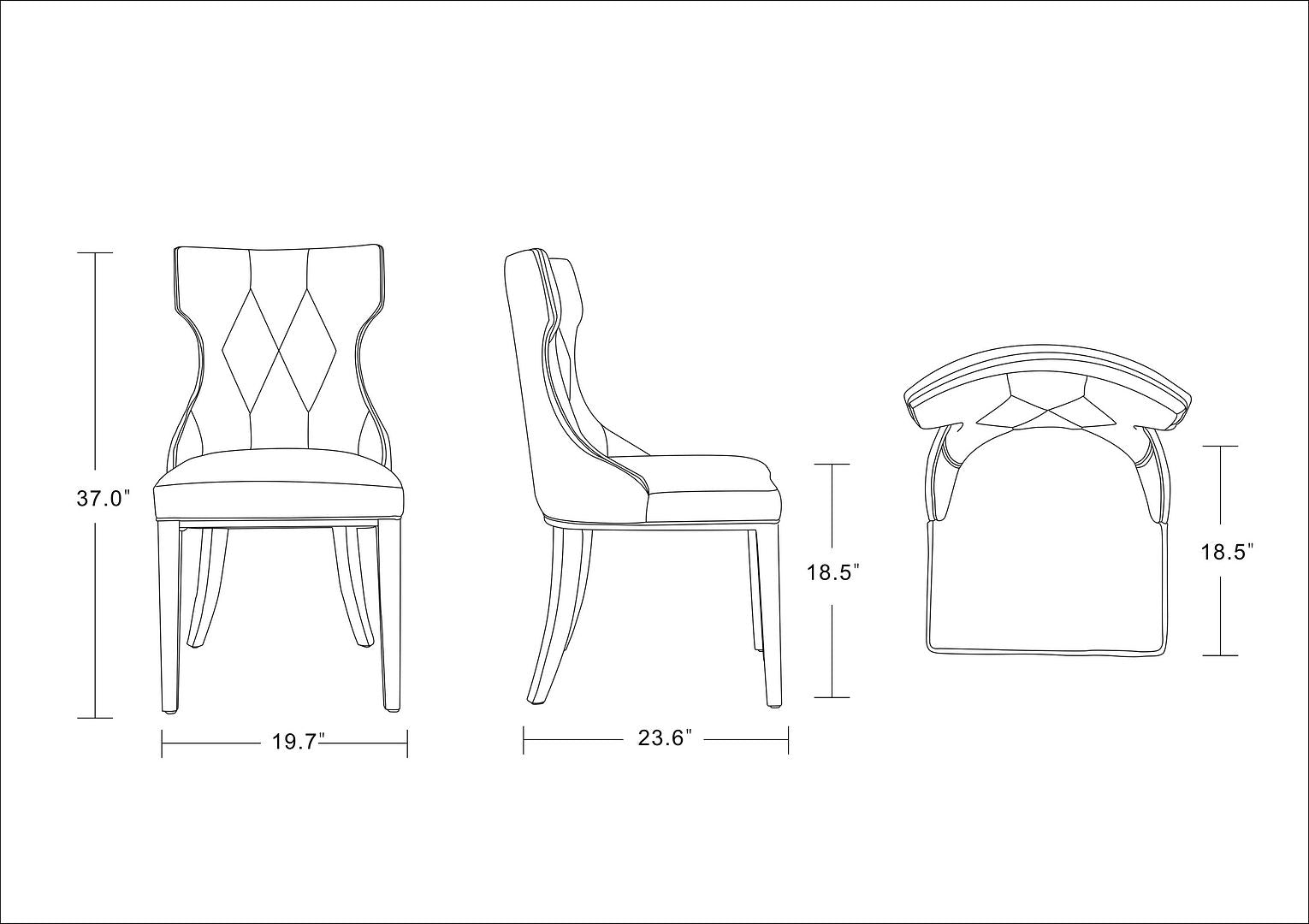 Manhattan Comfort Reine Black and Walnut Velvet Dining Chair (Set of Two) | Dining Chairs | Modishstore - 4