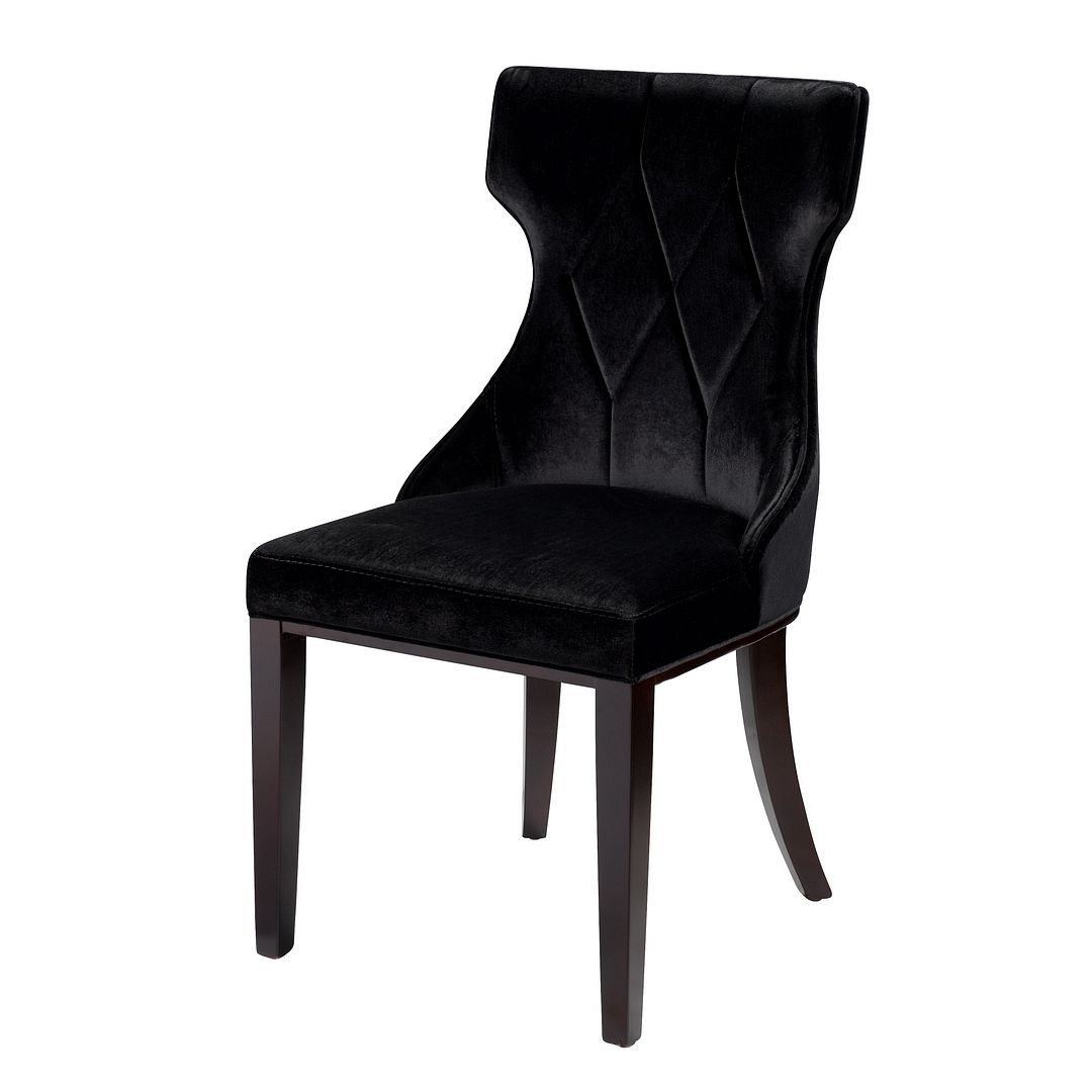 Manhattan Comfort Reine Black and Walnut Velvet Dining Chair (Set of Two) | Dining Chairs | Modishstore - 3