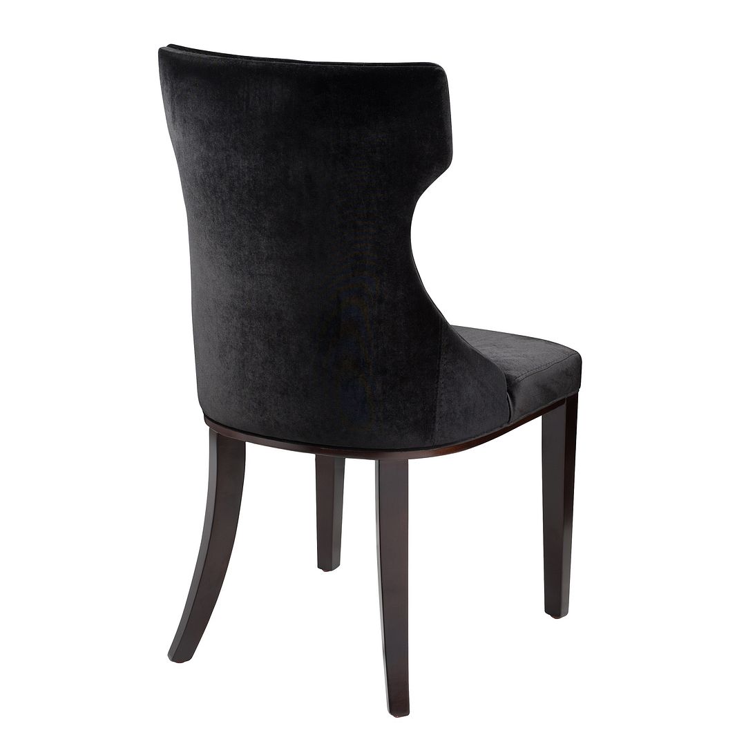 Manhattan Comfort Reine Black and Walnut Velvet Dining Chair (Set of Two) | Dining Chairs | Modishstore - 2