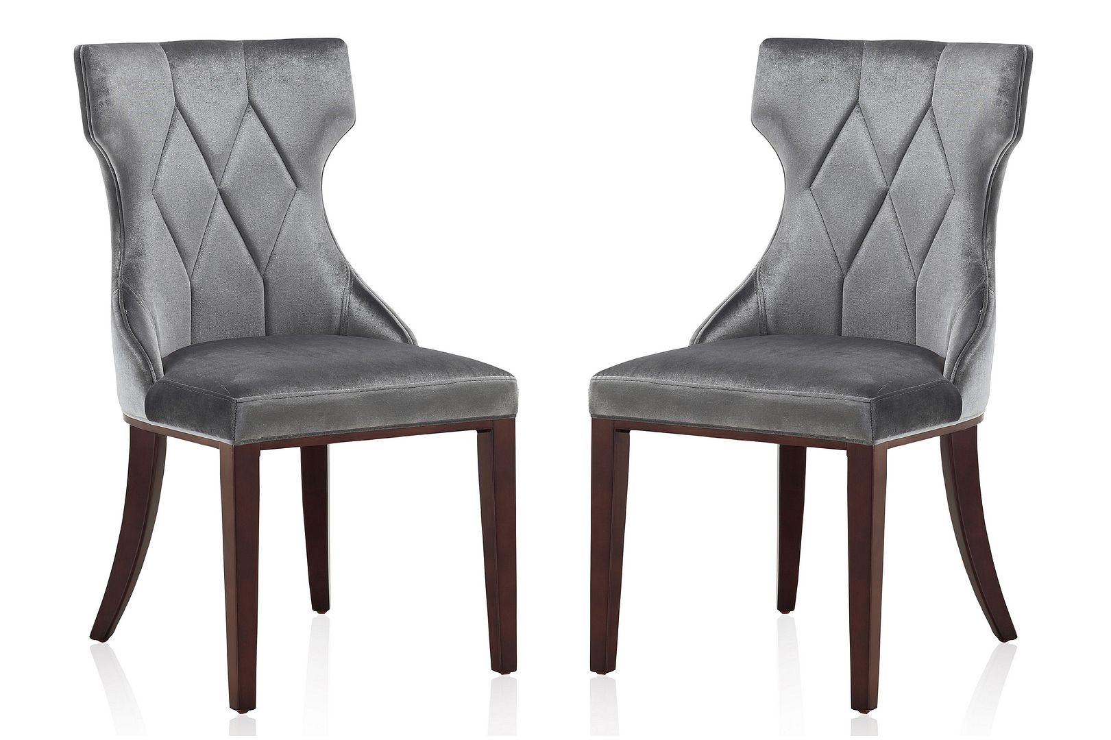 Manhattan Comfort Reine Black and Walnut Velvet Dining Chair (Set of Two) | Dining Chairs | Modishstore - 5