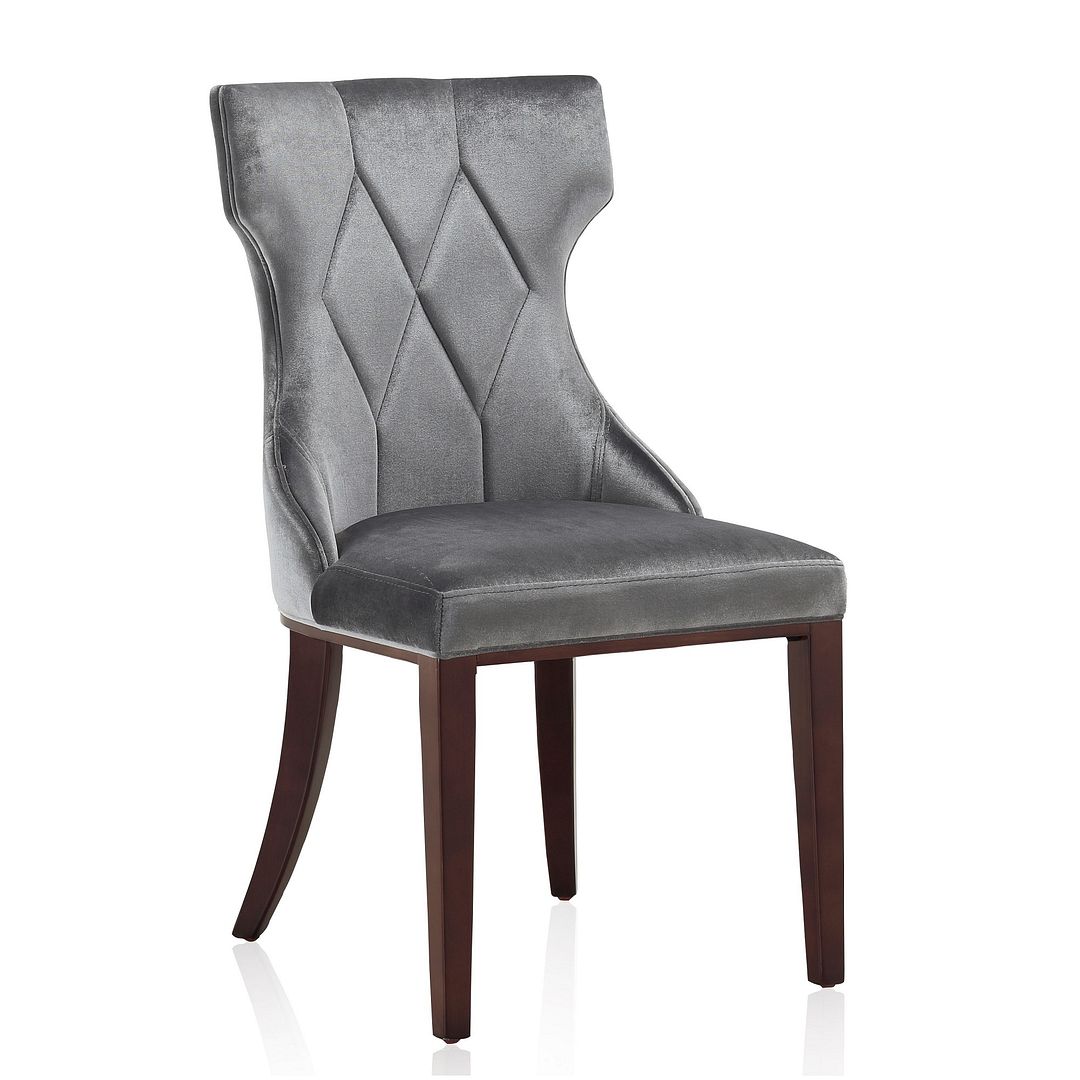 Manhattan Comfort Reine Black and Walnut Velvet Dining Chair (Set of Two) | Dining Chairs | Modishstore - 8